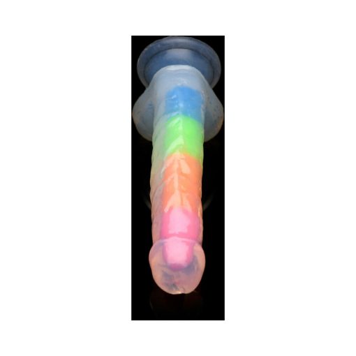 Lollicock Silicone Dildo With Balls 7 In. Rainbow Glow In The Dark - Image 6