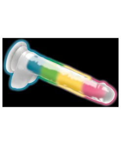 Lollicock Silicone Dildo With Balls 7 In. Rainbow Glow In The Dark