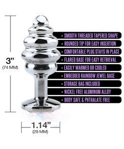 Nixie Ribbed Metal Butt Plug Honey Dipper Small