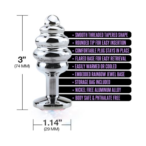 Nixie Ribbed Metal Butt Plug Honey Dipper Small - Image 3