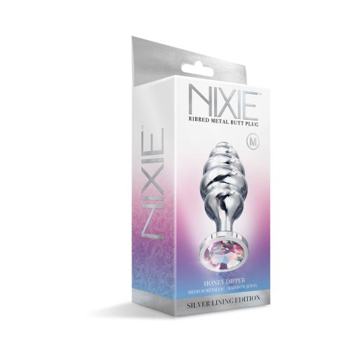 Nixie Ribbed Metal Butt Plug Honey Dipper Medium - Image 4