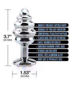 Nixie Ribbed Metal Butt Plug Honey Dipper Large