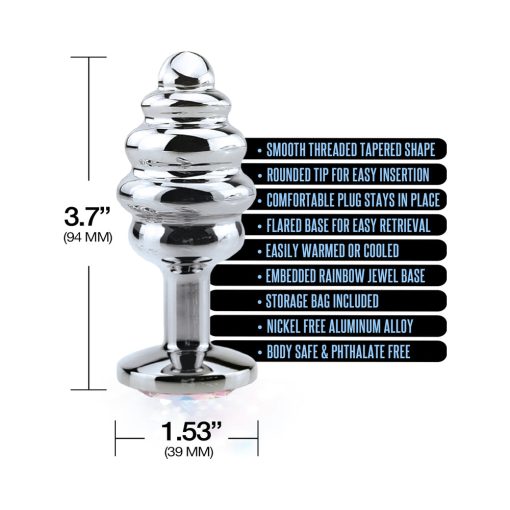 Nixie Ribbed Metal Butt Plug Honey Dipper Large - Image 3