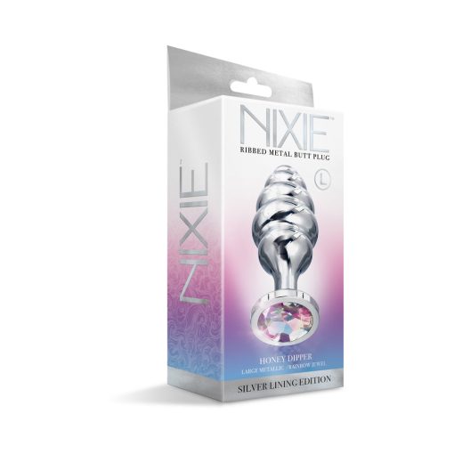 Nixie Ribbed Metal Butt Plug Honey Dipper Large - Image 4