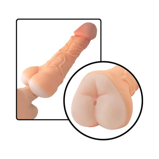 Realcocks Self Lubricating 9 In. 3-In-1 Masturbator Beige - Image 4