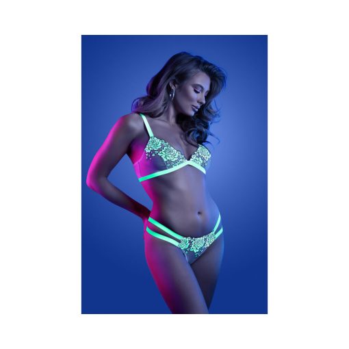 Fantasy Lingerie Glow Night Vision Glow-In-The-Dark Lace Bralette & Panty White L/Xl - Image 2