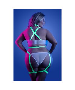 Fantasy Lingerie Glow Night Vision Glow-In-The-Dark Lace Strappy Teddy White Queen Size