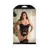 Fantasy Lingerie Tease Parker Gartered Lace Bustier & Panty Black 3Xl/4Xl