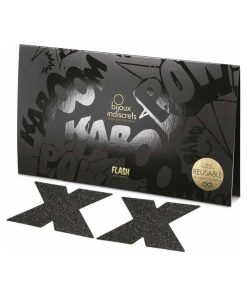 Bijoux Indiscrets Flash Reusable Glitter Pasties Cross Black