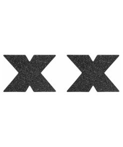 Bijoux Indiscrets Flash Reusable Glitter Pasties Cross Black