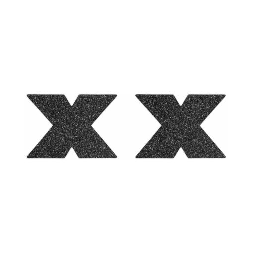 Bijoux Indiscrets Flash Reusable Glitter Pasties Cross Black - Image 2