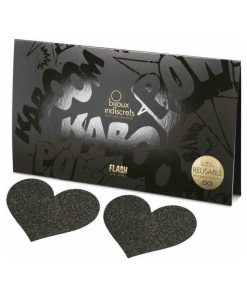 Bijoux Indiscrets Flash Reusable Glitter Pasties Heart Black