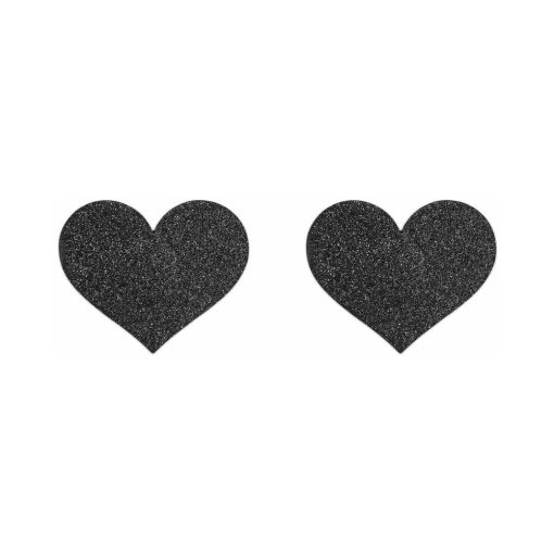 Bijoux Indiscrets Flash Reusable Glitter Pasties Heart Black - Image 2