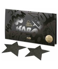Bijoux Indiscrets Flash Reusable Glitter Pasties Star Black