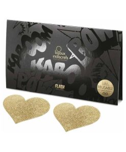 Bijoux Indiscrets Flash Reusable Glitter Pasties Heart Gold