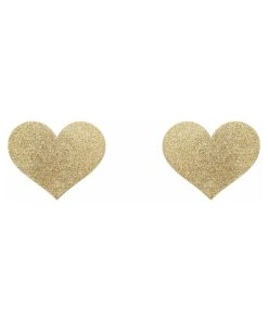 Bijoux Indiscrets Flash Reusable Glitter Pasties Heart Gold