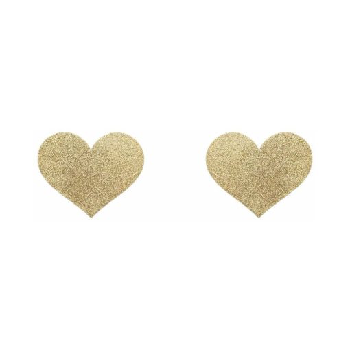 Bijoux Indiscrets Flash Reusable Glitter Pasties Heart Gold - Image 2