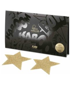 Bijoux Indiscrets Flash Reusable Glitter Pasties Star Gold