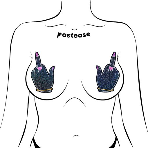Pastease Glitter Fuck You Middle Finger Pasties - Image 2