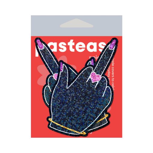 Pastease Glitter Fuck You Middle Finger Pasties - Image 3