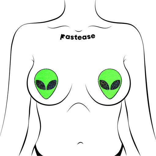 Pastease Glow-In-The-Dark Glitter Alien Pasties Green - Image 2