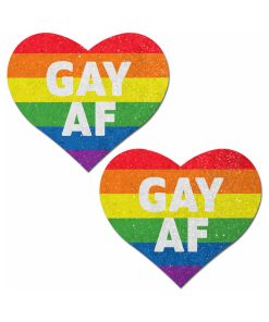 Pastease Glitter 'Gay Af' Heart Pasties Rainbow