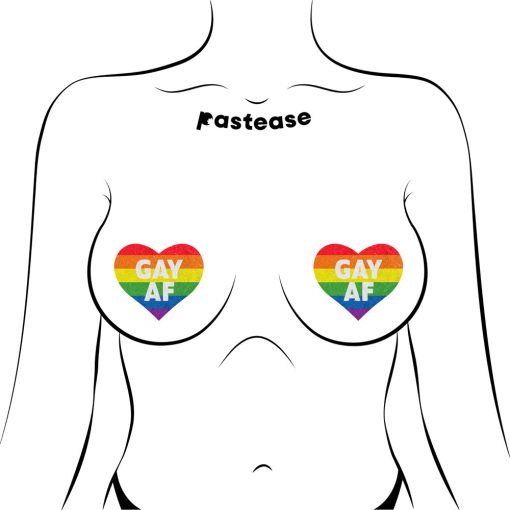 Pastease Glitter 'Gay Af' Heart Pasties Rainbow - Image 2