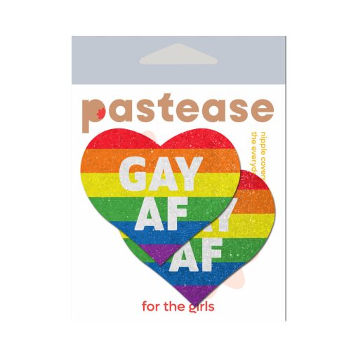 Pastease Glitter 'Gay Af' Heart Pasties Rainbow - Image 4