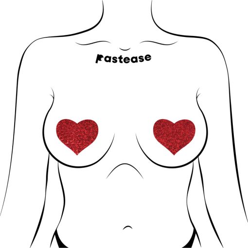 Pastease Glitter Heart Pasties Red - Image 2