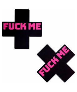 Pastease Fuck Me Crosses Pasties Black/Pink