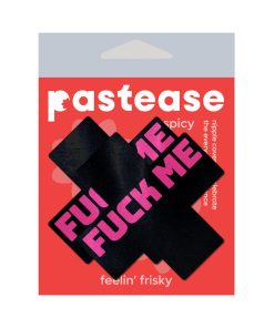 Pastease Fuck Me Crosses Pasties Black/Pink