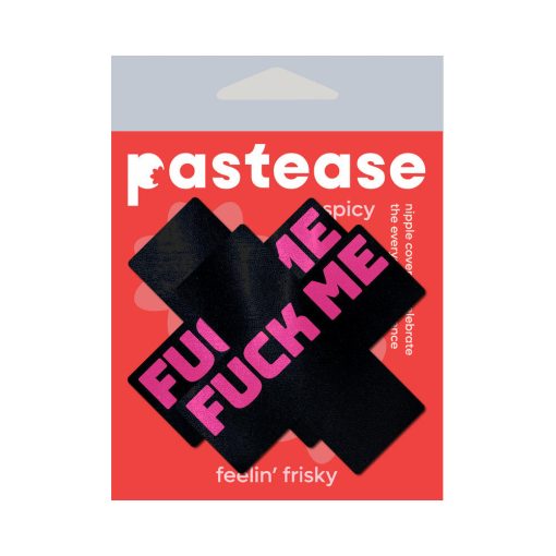 Pastease Fuck Me Crosses Pasties Black/Pink - Image 4