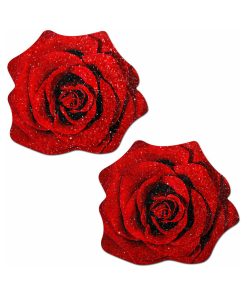 Pastease Glitter Blooming Rose Pasties Red