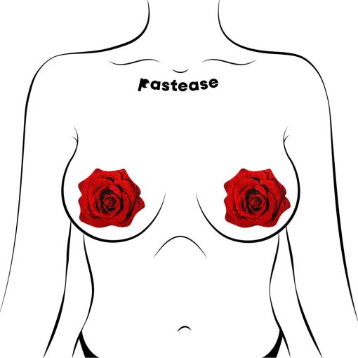 Pastease Glitter Blooming Rose Pasties Red - Image 2