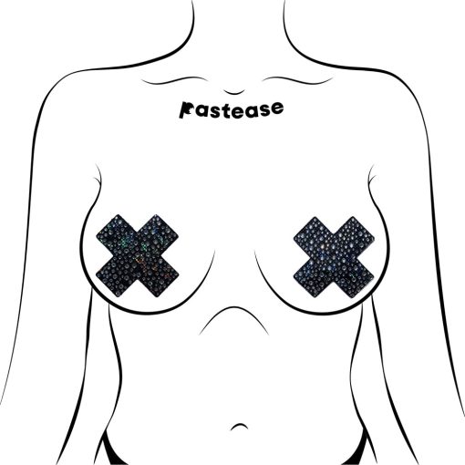 Pastease Crystal Sparkling Crosses Pasties Black - Image 2
