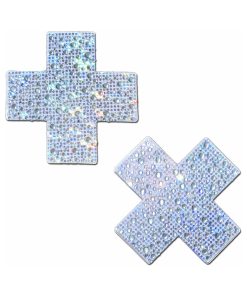 Pastease Crystal Sparkling Crosses Pasties Silver