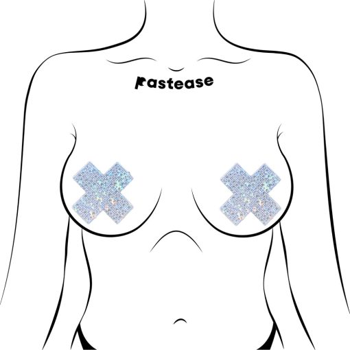 Pastease Crystal Sparkling Crosses Pasties Silver - Image 2