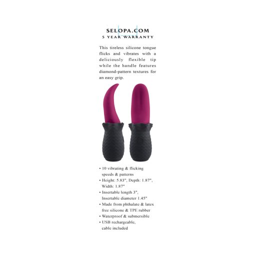 Selopa Tongue Teaser Vibe Rechargeable Silicone – Pink & Black - Image 9