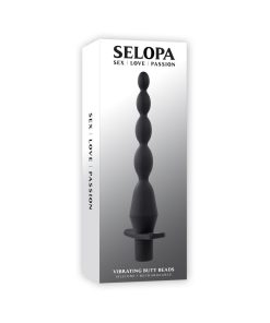 Selopa Vibrating Butt Beads Rechargeable Anal Silicone Black