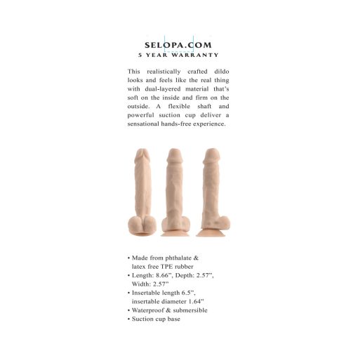 Selopa 6.5 In. Natural Feel Dildo Light - Image 7