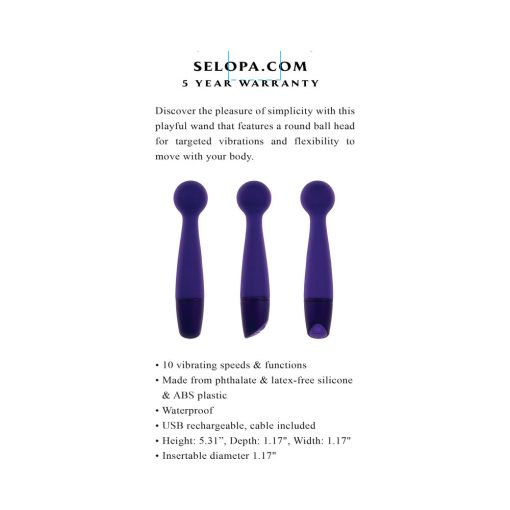 Selopa Gumball Rechargeable Slim Wand Silicone Purple - Image 8