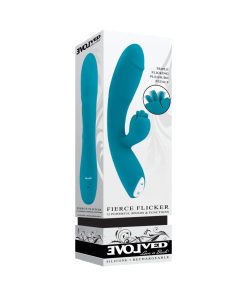 Evolved Fierce Flicker Rechargeable Dual Stim Vibe Silicone Teal