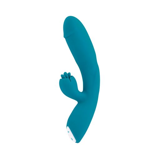 Evolved Fierce Flicker Rechargeable Dual Stim Vibe Silicone Teal - Image 3