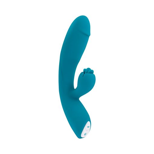Evolved Fierce Flicker Rechargeable Dual Stim Vibe Silicone Teal - Image 6