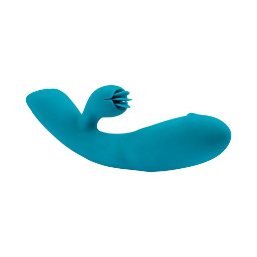 Evolved Fierce Flicker Rechargeable Dual Stim Vibe Silicone Teal - Image 8