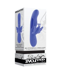 Evolved Butterfly Dreams Rechargeable Dual Stim Vibe Silicone Blue