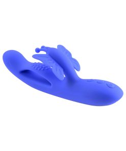 Evolved Butterfly Dreams Rechargeable Dual Stim Vibe Silicone Blue
