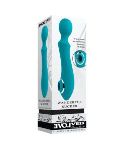 Evolved Wanderful Sucker Rechargeable Wand With Suction Silicone Teal