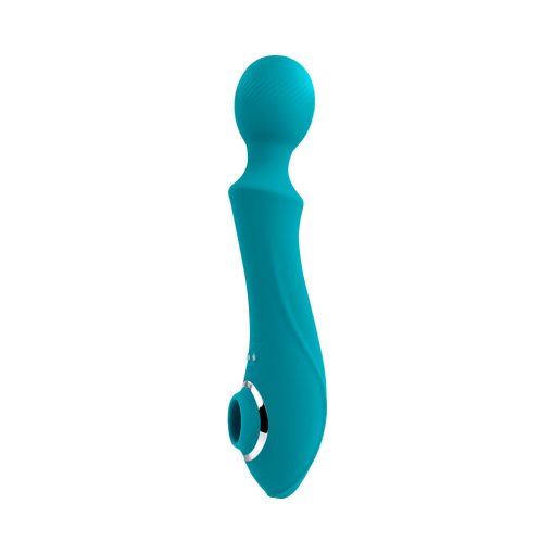 Evolved Wanderful Sucker Rechargeable Wand With Suction Silicone Teal - Image 4
