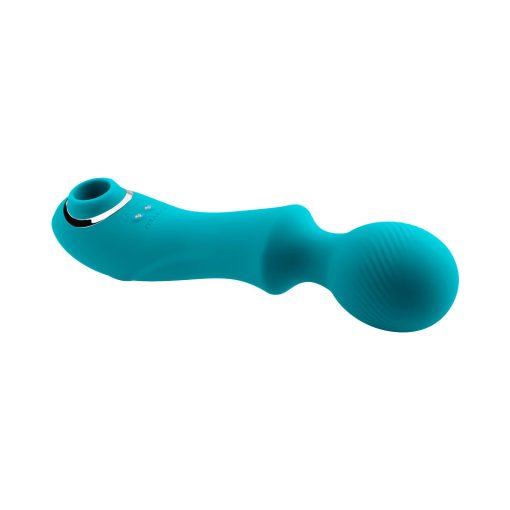 Evolved Wanderful Sucker Rechargeable Wand With Suction Silicone Teal - Image 7